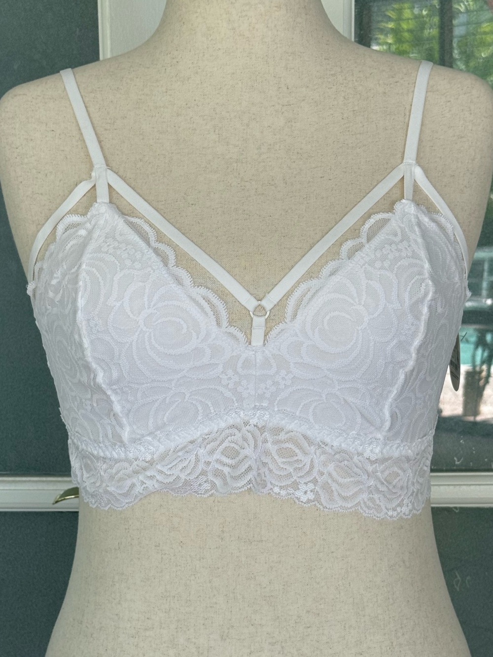 NWT Flirtitude White Rose Lace Bralette XL